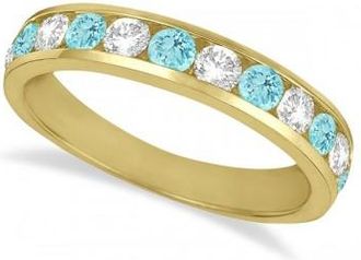 Allurez Channel-Set Aquamarine & Diamond Ring Band 14k Yellow Gold (1.20ct)