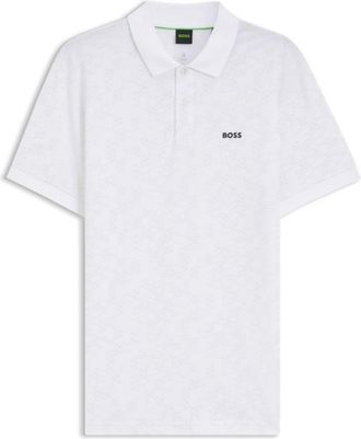 BOSS Cotton-piqu&eacute; polo shirt with all-over print