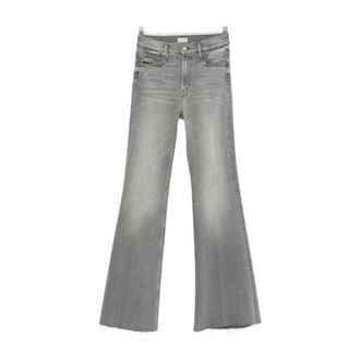 Mother Boot-cut Jeans, female, Blue, Size: W27 Blue Flared Jeans with Raw-Edge Hem