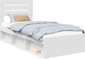 vidaXL Bed Frame with Headboard White 90 x 200 cm Solid Pine Wood vidaXL