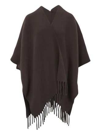 Brunello Cucinelli Cape met franje en V-hals - Bruin