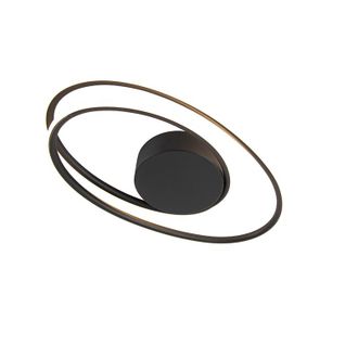 QAZQA Dise&ntilde;o Plaf&oacute;n De Dise&ntilde;o Negro Con Led Regulable En 3 Pasos - Rowan Aluminio /acero Ovalada Incluye Led Max. 1 X 40 Watt - Qazqa