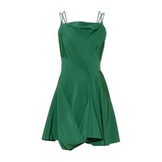 AllSaints Claire Asymmetrische Mini Jurk met Draping - Dames - Korte kleedjes - Groen - M - Polyester - Kleedjes