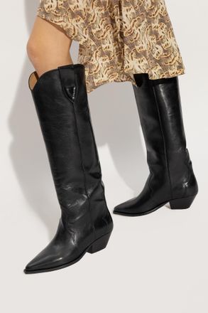Isabel Marant Denvee Heeled Boots In Leather, Womens, Black