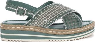 Pons Quintana Sandaal met gekruiste banden - Dames - Sandalen - Groen - 39 EU - Leer - Schoenen