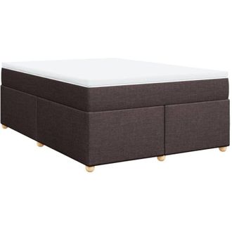 vidaXL Vidaxl - Cama Box Spring Con Colch&oacute;n Tela Marr&oacute;n Oscuro 140x200 Cm