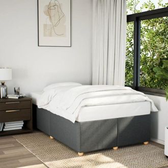 vidaXL Vidaxl - Estructura De Cama Sin Colch&oacute;n Tela Gris Oscuro 120x190 Cm