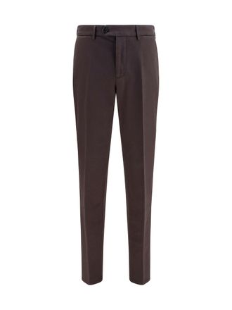 Brunello Cucinelli Mens Dyed Cotton Pants Dark Brown Trousers