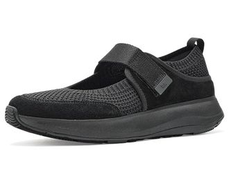 FitFlop F-mode Flow Knit/Suede Mary Janes Womens Shoes All Black : 6.5 M (B)