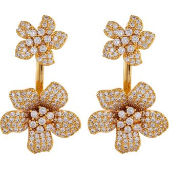Eye Candy Los Angeles Cubic Zirconia Rose Drop Earrings in Gold at Nordstrom Rack