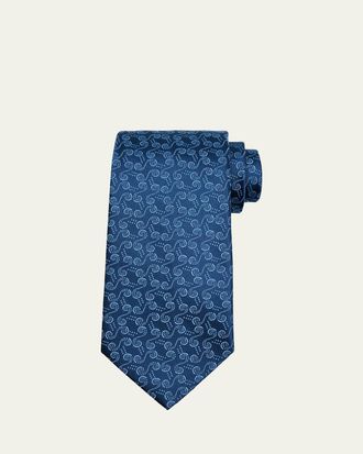 Charvet Mens Swirl Woven Silk Tie