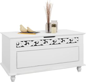 Deuba Casaria Arc&oacute;n De Madera Jersey Ba&uacute;l De Almacenaje Blanco Elegante Cofre De Almacenamiento Y Banco 80x40x48cm Ba&uacute;l Jersey