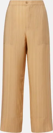 Saint Laurent Striped cropped silk straight pants