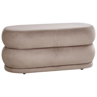 Beliani Banco Puf Decorativo Tapizado Moderno Estampado Liso Taburete Terciopelo Gris Pardo Ellendale
