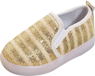 Generic Toddler Girls Boys Canvas Shoes On Light Up Shoes Casual Lazy For Infant Toddler Kid Shoes for Girls (Gold, 10.5 Little Kid)
