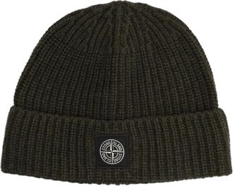Stone Island Ribbed Knit Virgin Wool Hat