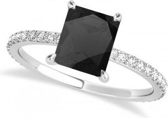 Allurez Emerald Onyx & Diamond Hidden Halo Engagement Ring 14k White Gold (2.93ct)