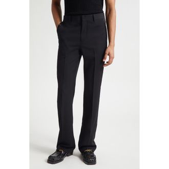 Balmain Flare Leg Wool Trousers in Eap Black/Black at Nordstrom, Size 32 Us