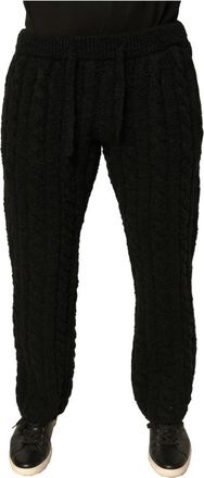 Dolce & Gabbana Luxe Wol Gebreide Broek - Heren - Sweatpants - Zwart - XS - Wol - Broeken