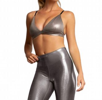 Heroine Sport Luna Metallic Bra In Chrome