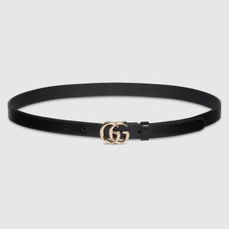 Gucci GG Marmont Thin Belt, Black, Leather