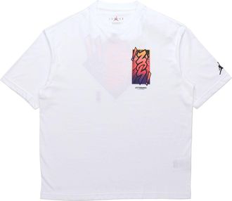 Nike Jordan Air Jordan Dri-FIT Zion Basketball Sports Printing Knit Round Neck Short Sleeve White DH0593-100