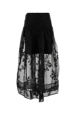Ganni Zwarte Organza Rok