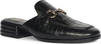 SaintG Savannah Croc Embossed Mule in Black at Nordstrom, Size 11Us