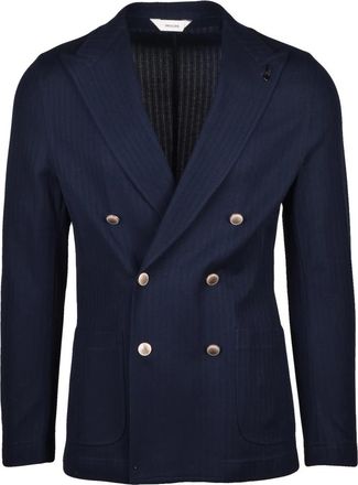 Paoloni Blazer Doppiopetto - Heren - Blazers - Blauw - M - Katoen - Jassen