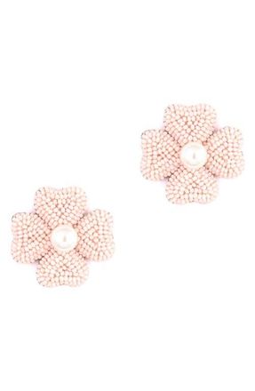 Deepa Gurnani Liora Beaded Flower Drop Earrings in Baby Pink at Nordstrom