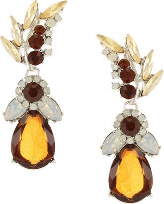 Olivia Welles Victoria Cluster Drop Earrings in Burnished Gold /Clear at Nordstrom Rack