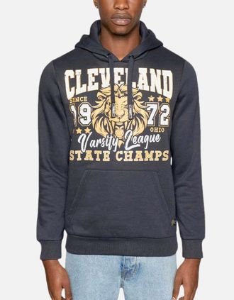 Brave Soul Mens BRAVE SOUL Mens Hoodie Fleece Hooded Pullover Sweatshirt Printed Hoody Jumper - Navy - Size: 40