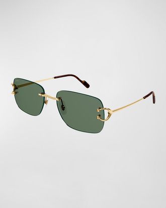 Cartier Mens Rimless Metal Sunglasses