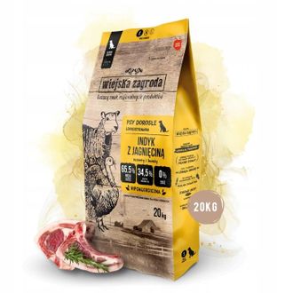 OEM Alimento Seco Para Perros Wiejska Zagroda, Sabor Pavo Con Cordero, Razas Peque&ntilde;as, Talla S, 20 Kg