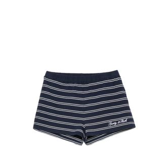 Sporty & Rich Striped Logo-embroidered Shorts