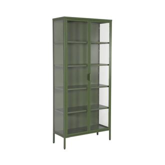 Sweeek Aparador, vitrina de acero y vidrio templado con 2 puertas, 180cm