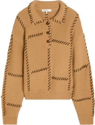 Frame Denim Leather-stitch Wool and Cashmere-blend Jumper - Bronze - XS (UK6 / XS)