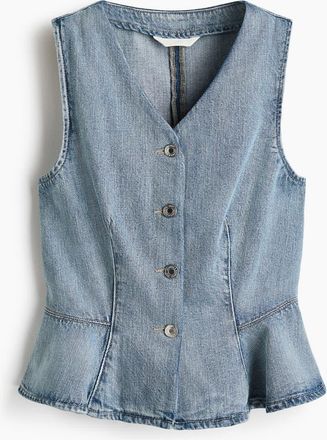 H&M Denim Peplum Waistcoat in Denim Blue at Nordstrom, Size X-Large
