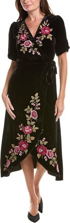 Johnny Was Mehdi Velvet Silk-Blend Wrap Dress