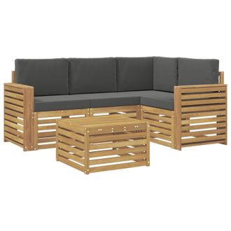 vidaXL Set Di Divani Da Esterno 5 Pz Bianco E Antracite Poliestere Vidaxl