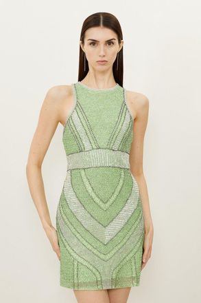 Karen Millen Premium Beading And Embellished Mini Dress