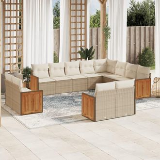 vidaXL Set De Sof&aacute;s De Jard&iacute;n 12 Pzas Y Cojines Rat&aacute;n Sint&eacute;tico Marr&oacute;n Vidaxl