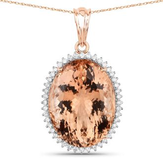 Diana M. Jewels Morganite Oval 20.70x15.75mm ( Height: 11.30mm ) - 1Pc + White Diamond F/C Round 1.30mm( I1-I2/I color ) - 44Pcs ( Nice Filligiri J-Back) ( White Pen 