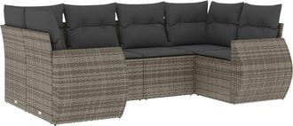 vidaXL Vidaxl - Set Divano Da Giardino 6 Pz Con Cuscini Grigio In Polyrattan