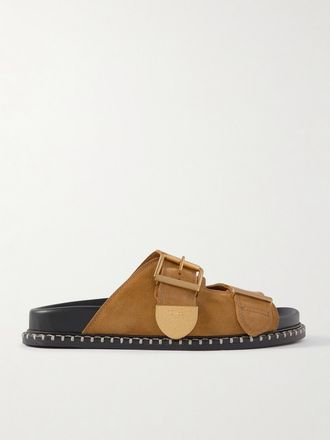 Chloé + Net Sustain Slide In Camoscio Con Impunture Rebecca - Marrone