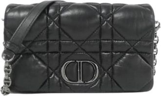 Dior Pre-owned Caro Calf Shoulder Bag - Dames - Vintage Schoudertas - Zwart - ONE Size - Leer - Vintage