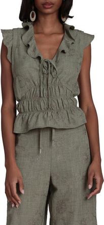 Bagatelle Tie Front Smocked Top in Sage at Nordstrom Rack, Size X-Large