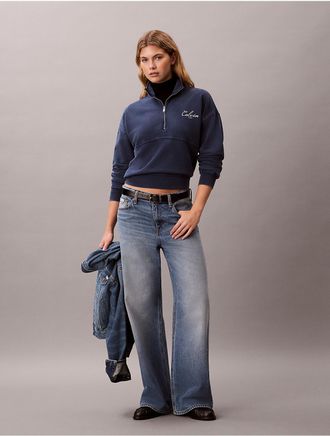 Calvin Klein Jeans Calvin Klein Womens French Terry Zip Sweatshirt - Blue - XL
