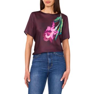 Vince Camuto Crewneck Short Sleeve Satin Top in Grape Wine at Nordstrom Rack, Size Small