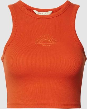 Review Crop Top mit Strasssteinbesatz in Dunkelorange, Gr&ouml;&szlig;e S
